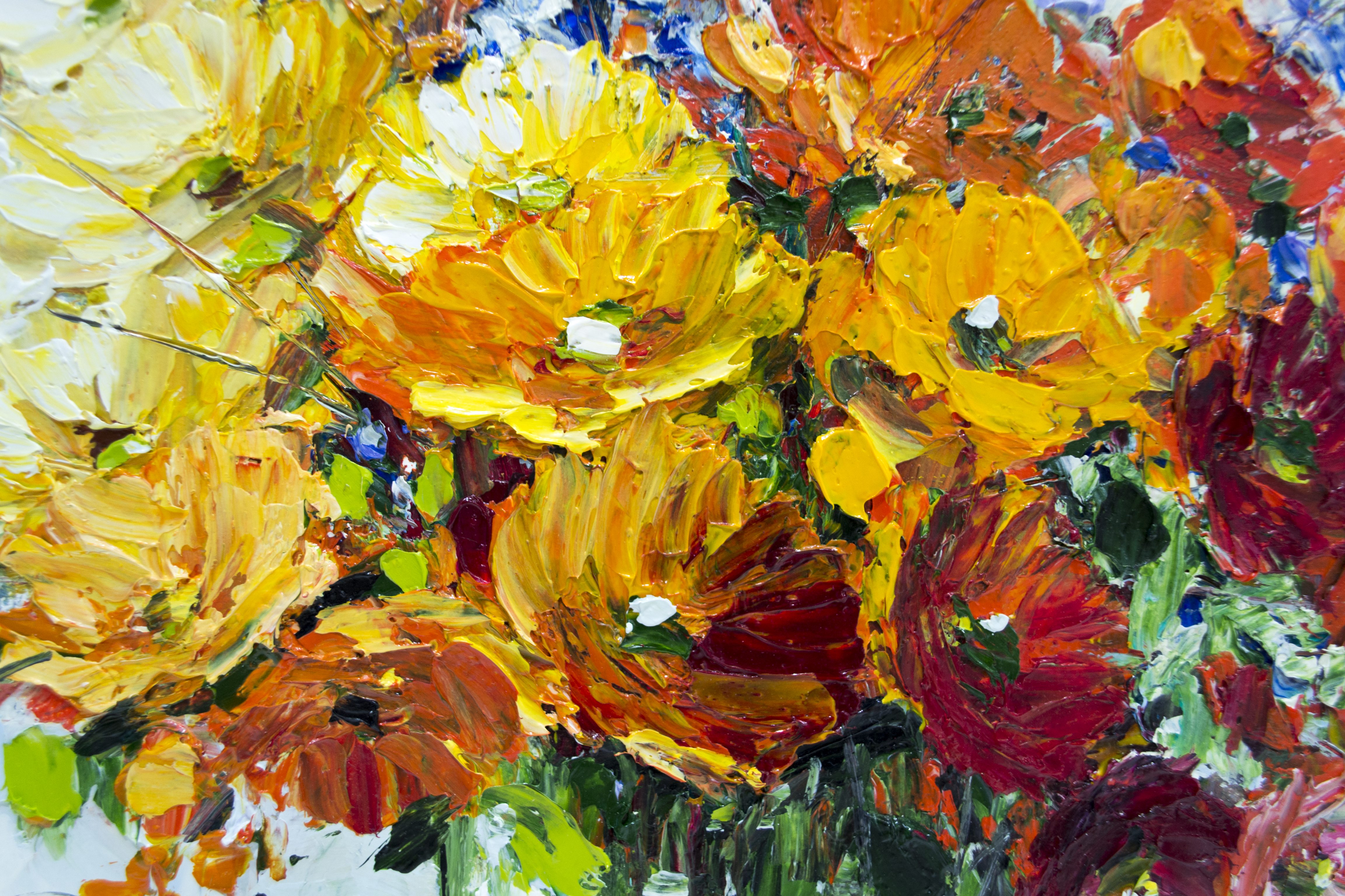 Close Up Detail Of Oil Painting "Sunburnt Bouquet" By Judith Dalozzo