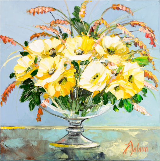 Floral Still Life "Yellow Blossom" Original Artwork by Judith Dalozzo