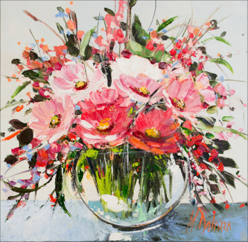 Floral Still Life "Fresh Flowers" Original Artwork by Judith Dalozzo