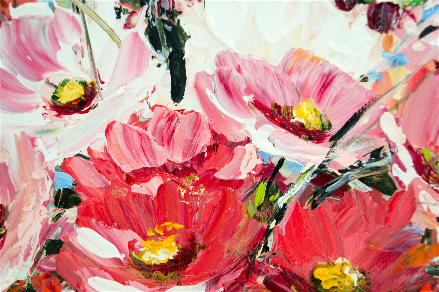 Close Up Detail Of Oil Painting "Fresh Flowers" By Judith Dalozzo