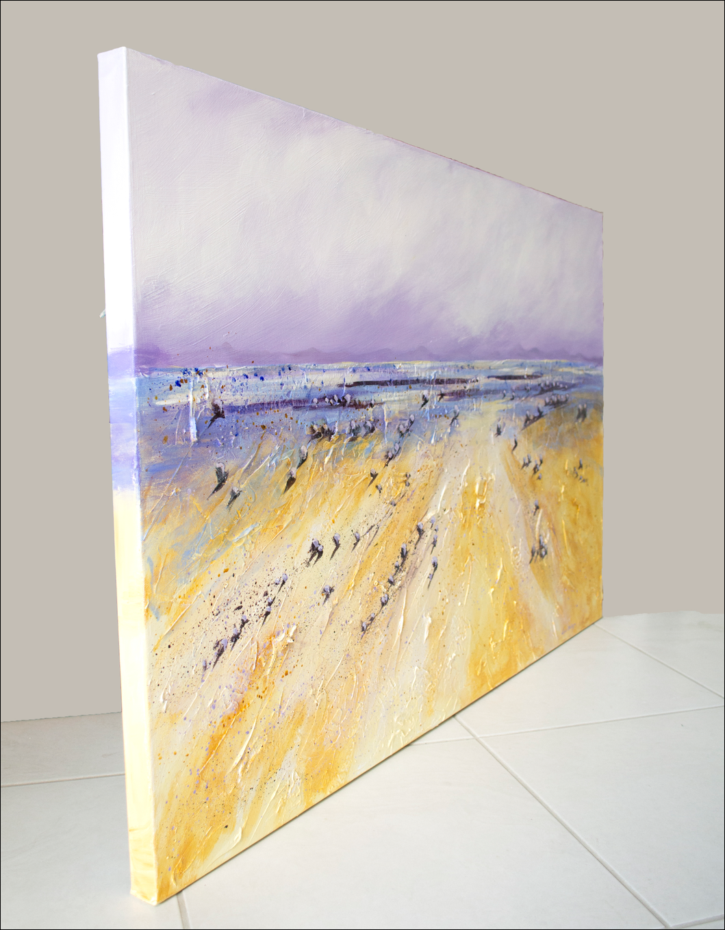 Side View Of Landscape Painting "Mitchell Grass Country Central West Qld" By Louis Dalozzo