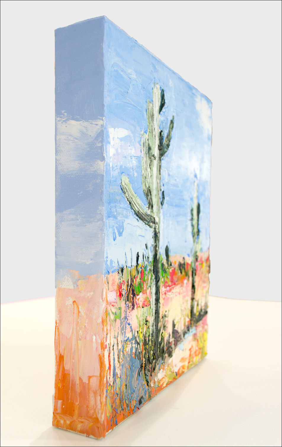 Side View Of Landscape Painting "Desert Off Track Scottsdale Arizona 1" By Judith Dalozzo