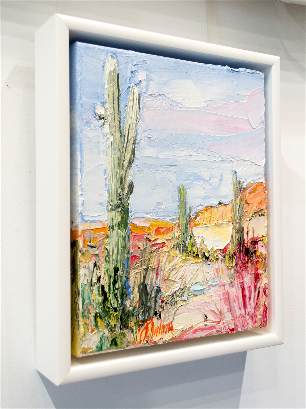 Framed Side View Of Landscape Painting "Desert Off Track Scottsdale Arizona 2" By Judith Dalozzo
