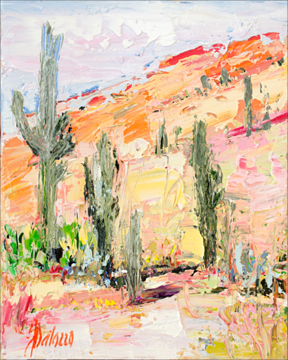 Cacti Landscape "Desert Off Track Scottsdale Arizona 3" Original Artwork by Judith Dalozzo