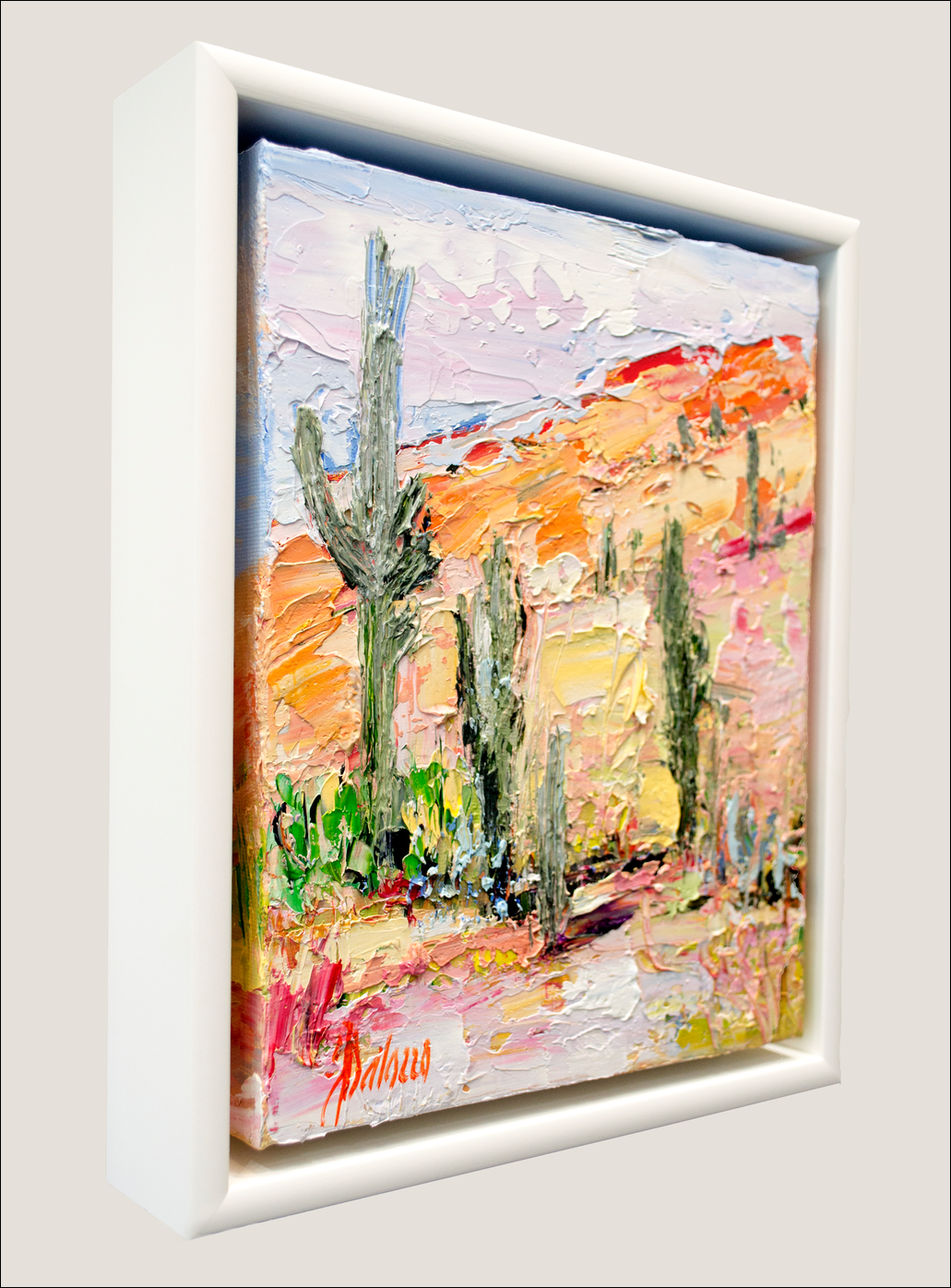 Framed Side View Of Landscape Painting "Desert Off Track Scottsdale Arizona 3" By Judith Dalozzo