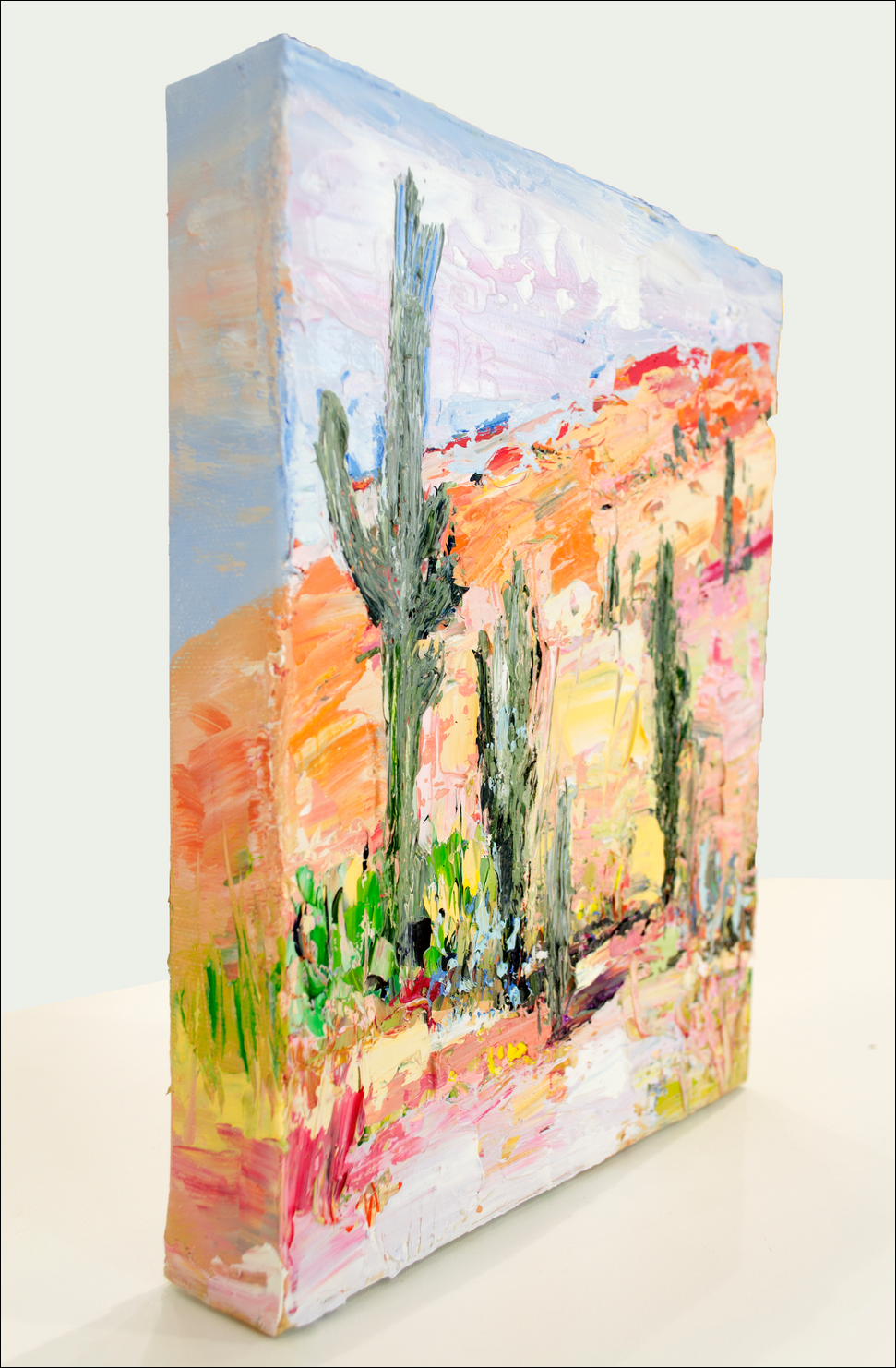 Side View Of Landscape Painting "Desert Off Track Scottsdale Arizona 3" By Judith Dalozzo