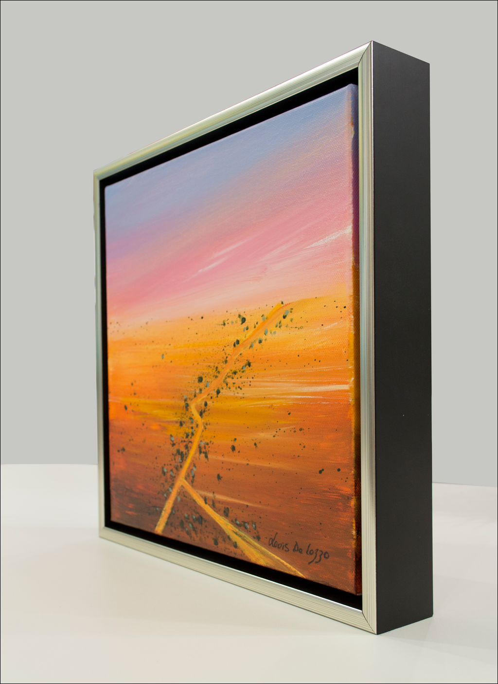 Framed Side View Of Landscape Painting "Study For Towards The Horizon NT" By Louis Dalozzo