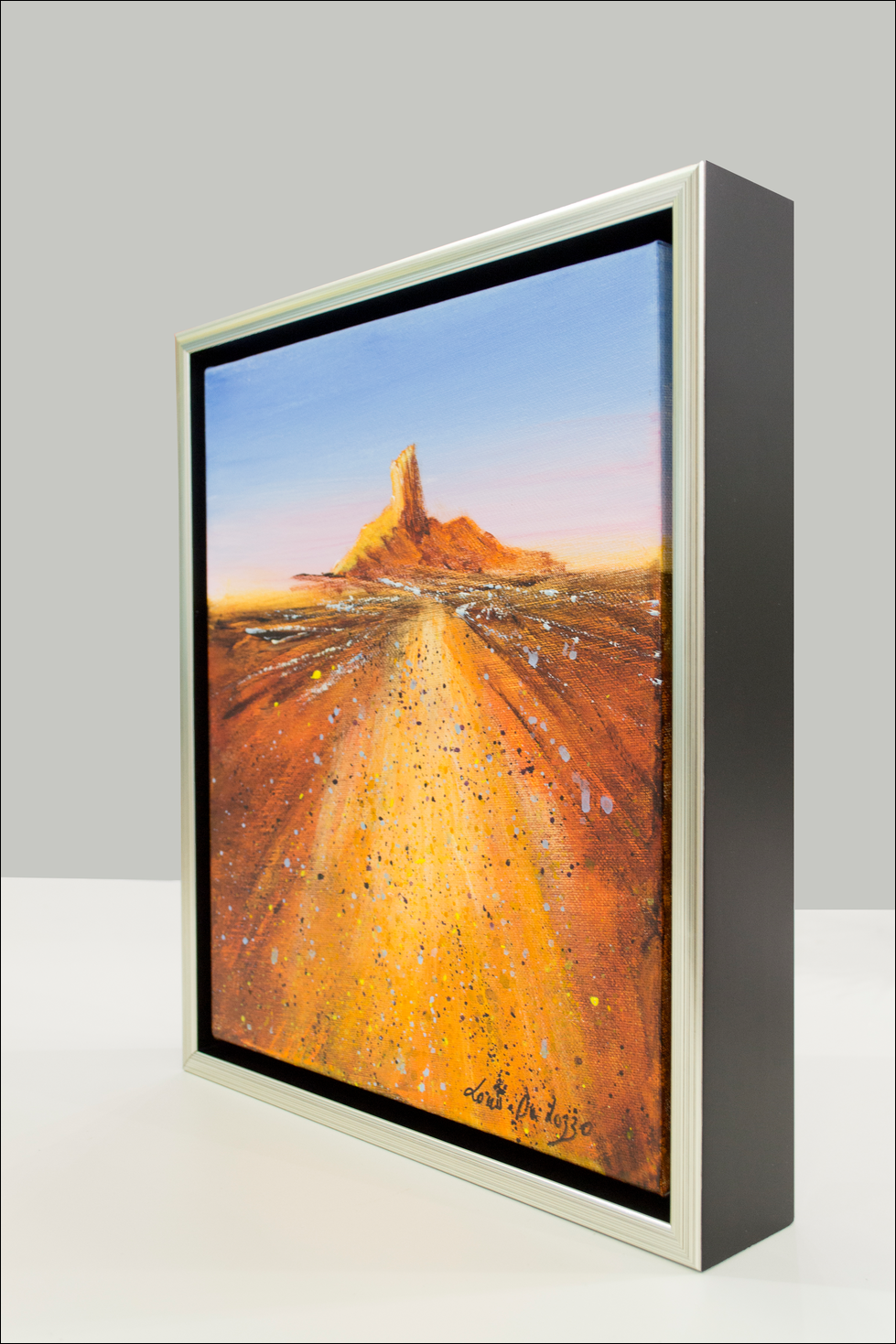 Framed Side View Of Landscape Painting "Study For Towards Chamber Pillar NT" By Louis Dalozzo