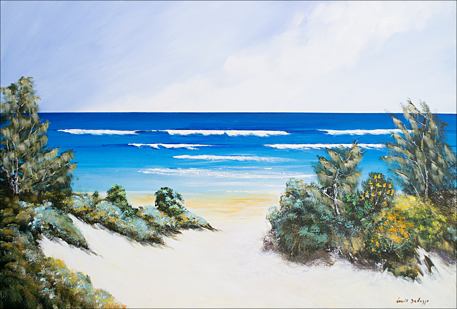 Beach Seascape "Seaside Serenity Stradbroke Island" Original Artwork by Louis Dalozzo