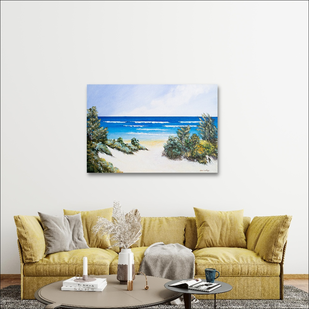 Wall Design Ideas With Seascape Painting "Seaside Serenity Stradbroke Island" By Louis Dalozzo