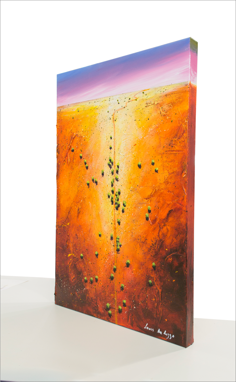 Side View Of Landscape Painting "Gunbarrel Highway Northern Territory" By Louis Dalozzo
