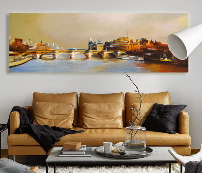 "Pont Neuf De Paris" Landscape Painting on Living Room Wall