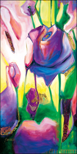 Floral Still Life "Ablaze with Colour" Original Artwork by Judith Dalozzo