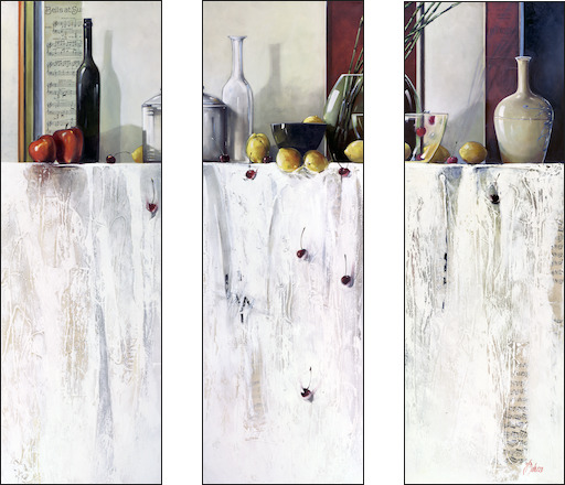 Symphony Still Life "In The Afternoon Light" Triptych Original Artwork by Judith Dalozzo
