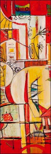 Figure "Ainsi Va La Vie 2" Triptych Middle Panel Original Artwork by Lucette Dalozzo