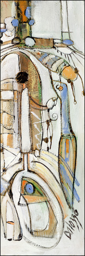 Figure "Ainsi Va La Vie 21" Triptych Left Panel Original Artwork by Lucette Dalozzo