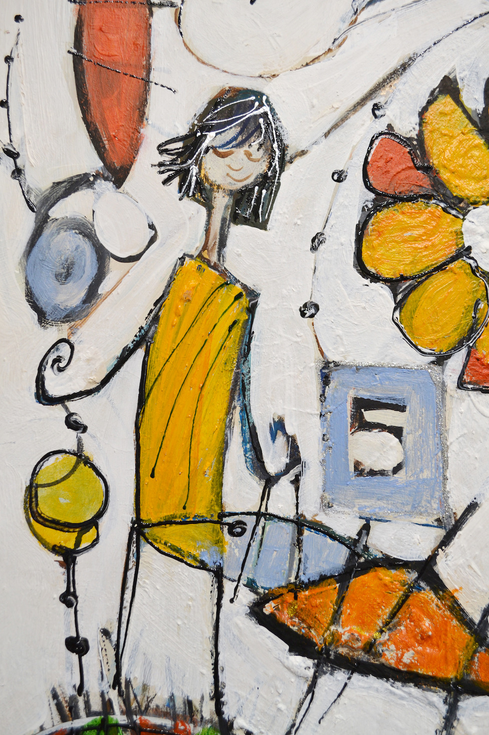 Close Up Detail 1 Of Acrylic Painting "Ainsi Va La Vie 23" By Lucette Dalozzo