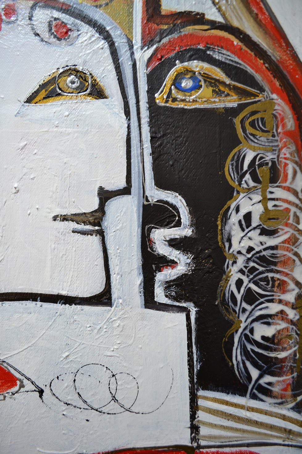 Close Up Detail 1 Of Acrylic Painting "Ainsi Va La Vie 24" By Lucette Dalozzo