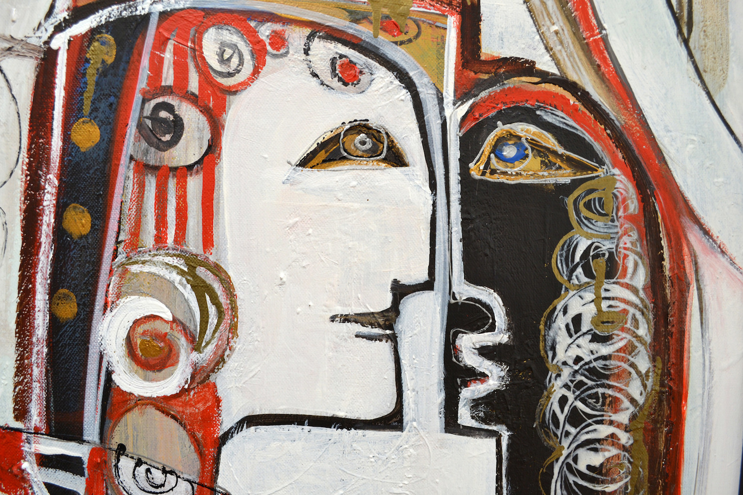 Close Up Detail 2 Of Acrylic Painting "Ainsi Va La Vie 24" By Lucette Dalozzo