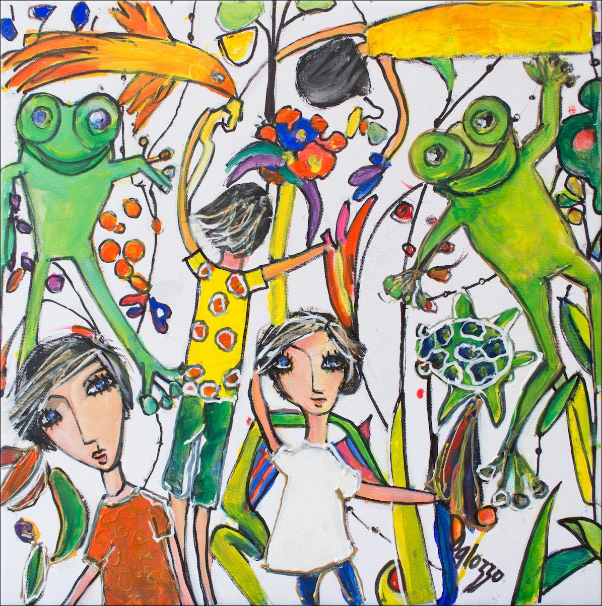 Figure "Ainsi Va La Vie Study Rainforest Walk" Original Artwork by Lucette Dalozzo