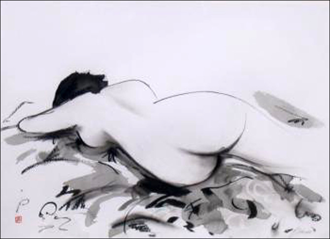 True Semblance Nude "Allongé" Original Artwork by Judith Dalozzo