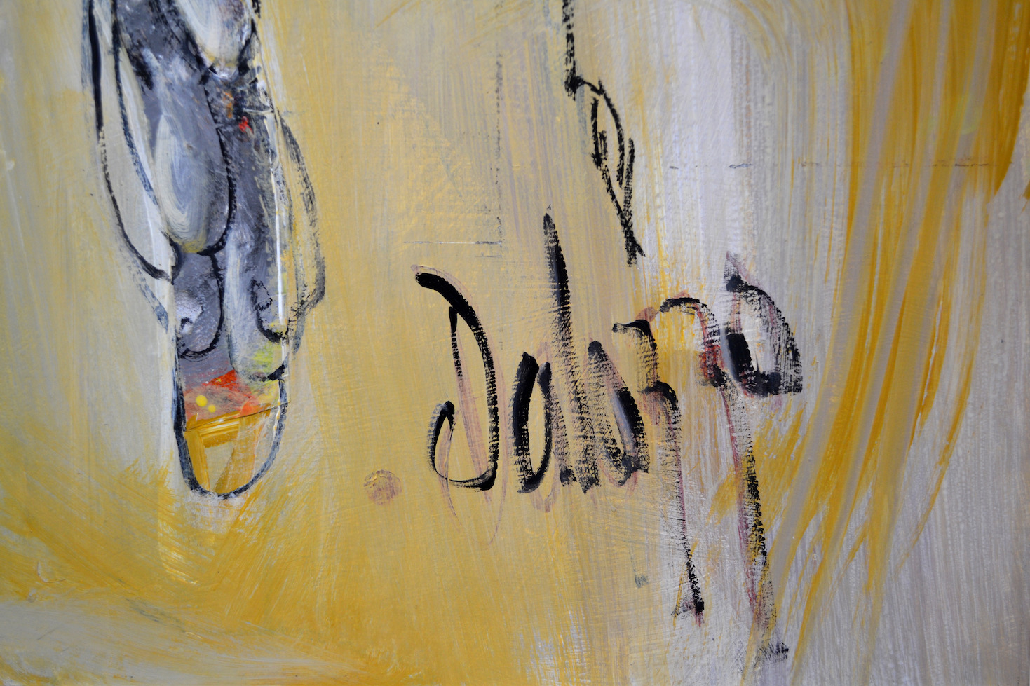 Close Up Signature Of Mixed Media Painting "Animal Magnetism 25" By Lucette Dalozzo