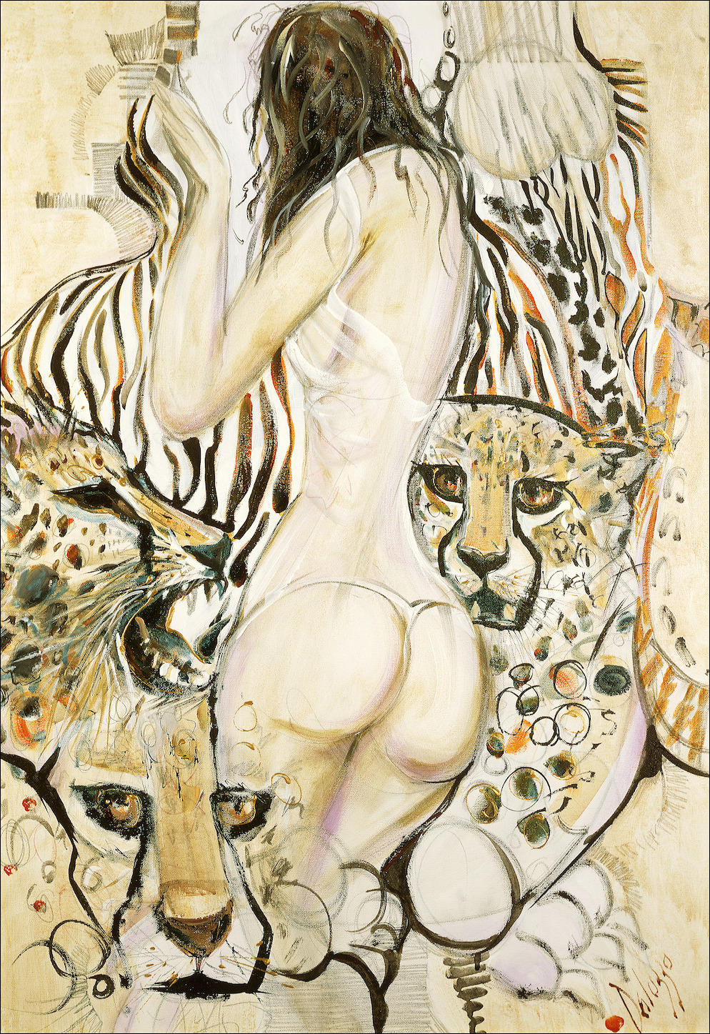 Wild And Free Nude "Animal Spirit 2" Original Artwork by Lucette Dalozzo