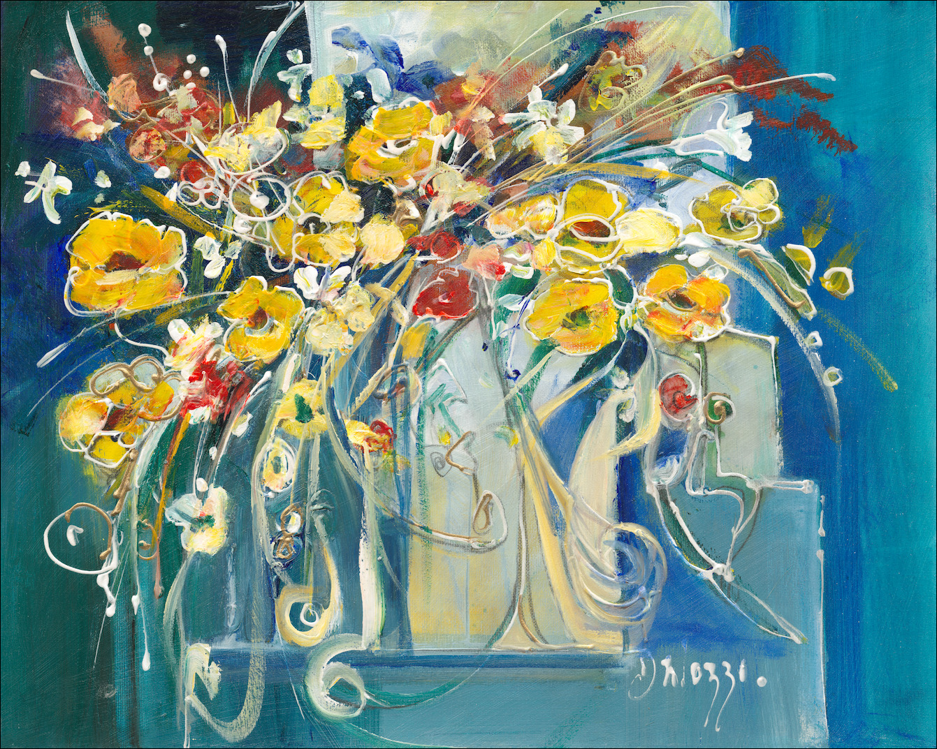 Floral Still Life "Artistic Bouquet" Original Artwork by Lucette Dalozzo