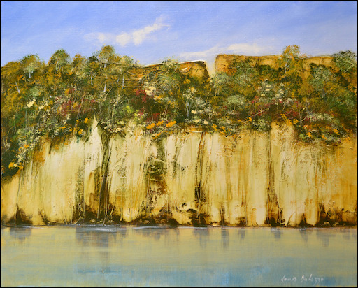 Water Reflection Landscape "Banks of The Durak River Reflection" Original Artwork by Louis Dalozzo