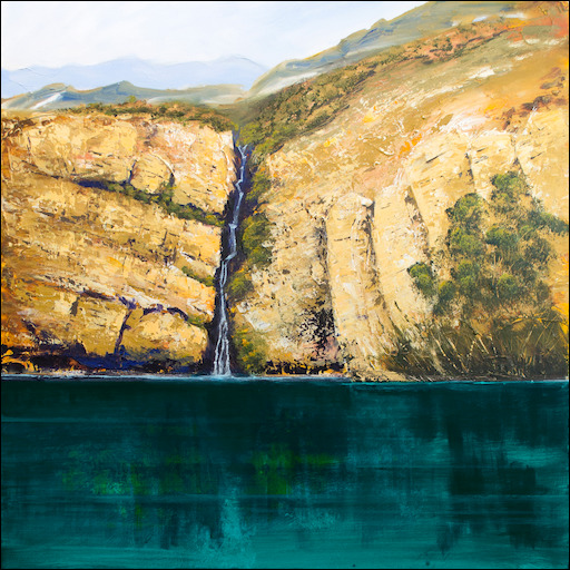 Water Reflection Landscape Painting "Beehive Falls The Grampians Vic" by Louis Dalozzo