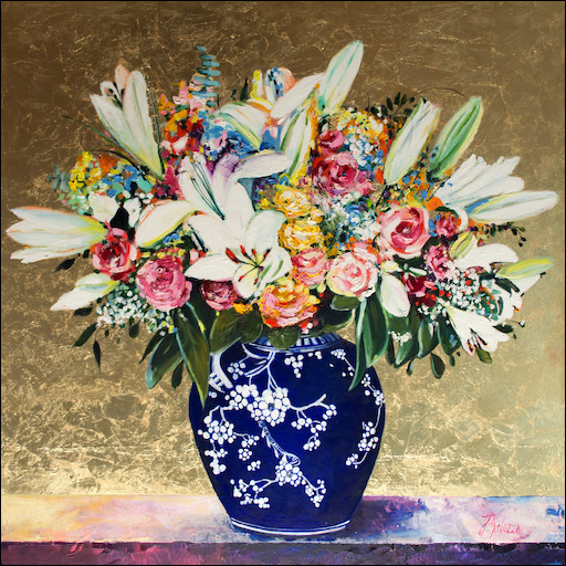 Floral Still Life Painting "Birthday Celebrations" by Judith Dalozzo