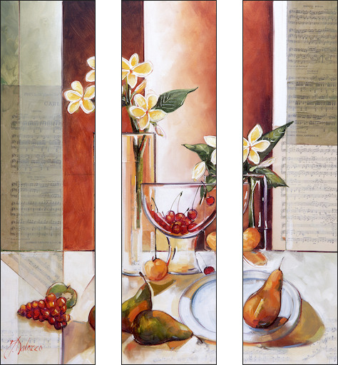 Symphony Still Life "Blanc 7" Triptych Original Artwork by Judith Dalozzo