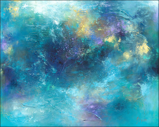 Impulsion Abstract "Blue Waters" Original Artwork by Judith Dalozzo