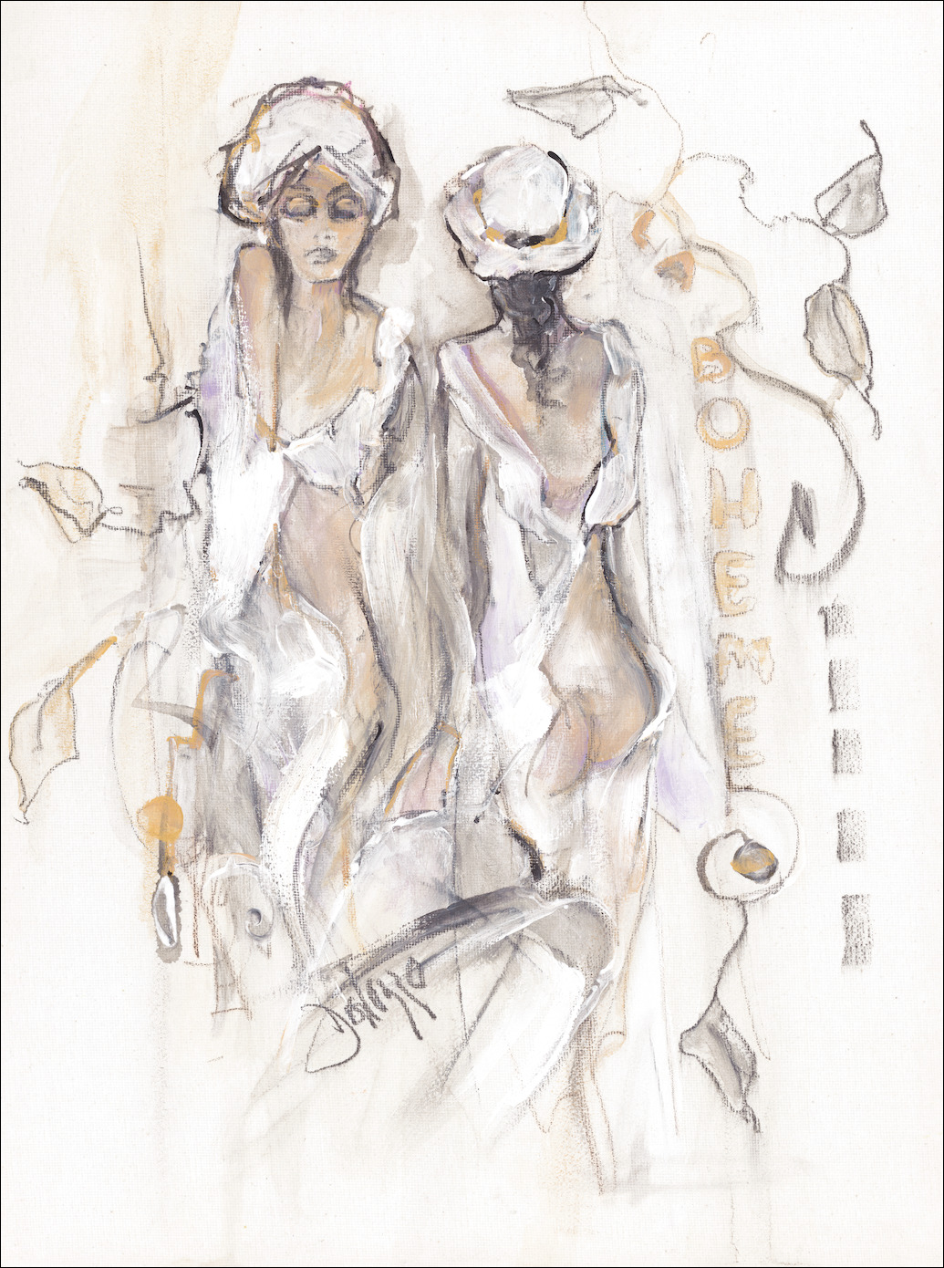 Sensuality Nude "Bohème" Original Artwork by Lucette Dalozzo