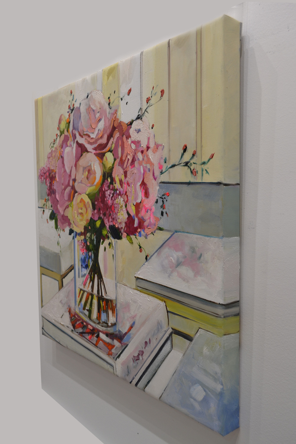 Side View Of Still Life Painting "Boho Bouquet" By Judith Dalozzo