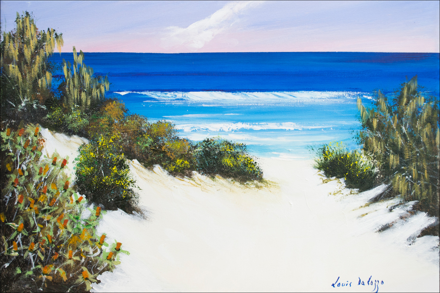 Beach Seascape "A Brand New Day Straddie" Original Artwork by Louis Dalozzo