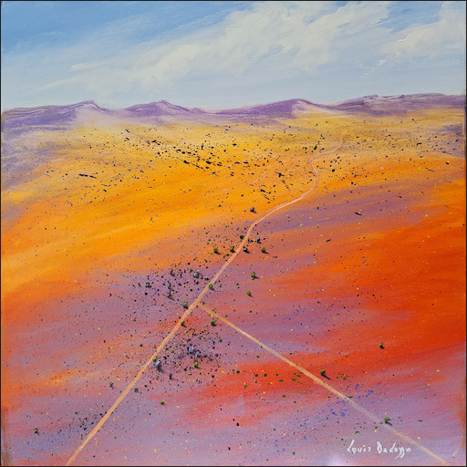 Aerial Cross Road Landscape "Towards The Breakaways Study" Original Artwork by Louis Dalozzo