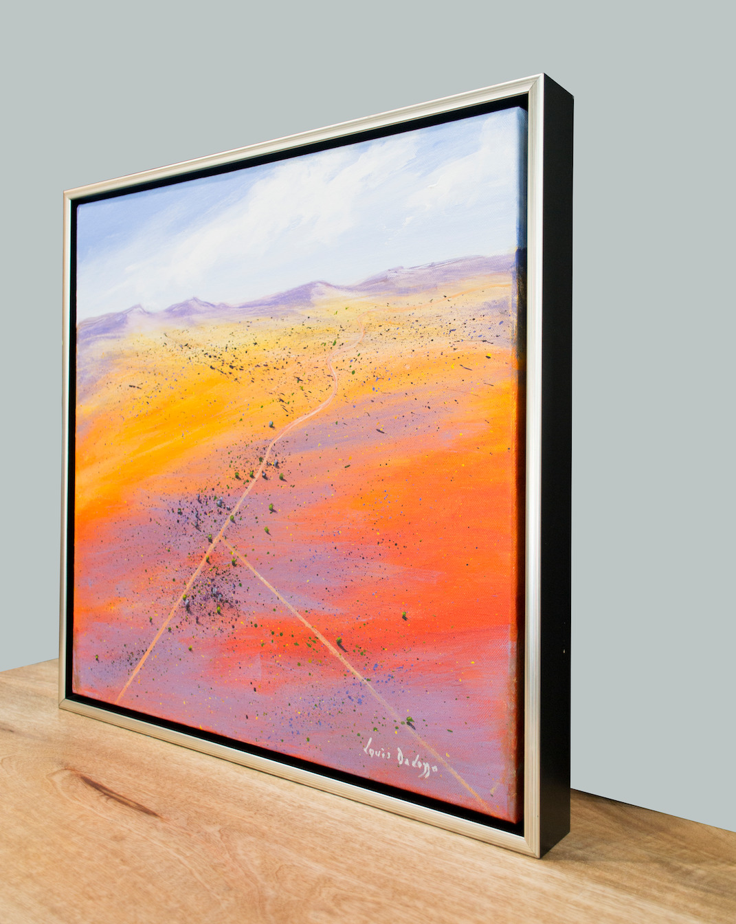 Framed Side View Of Landscape Painting "Towards The Breakaways Study" By Louis Dalozzo