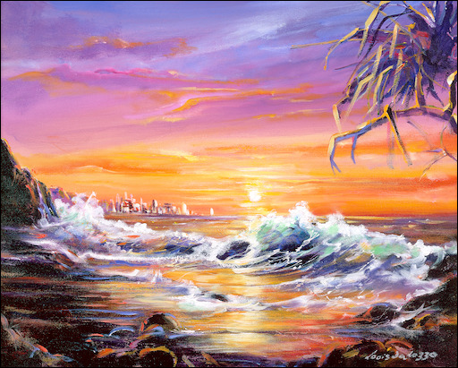 Beach Seascape "Burleigh Heads – Queensland" Original Artwork by Louis Dalozzo
