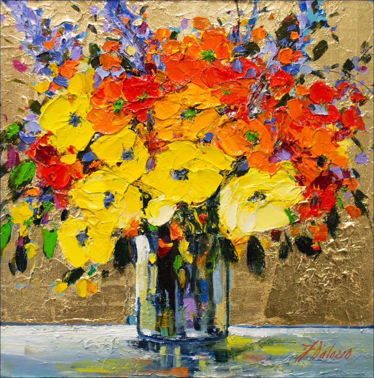 Floral Still Life "Burst into Spring Bouquet" Original Artwork by Judith Dalozzo