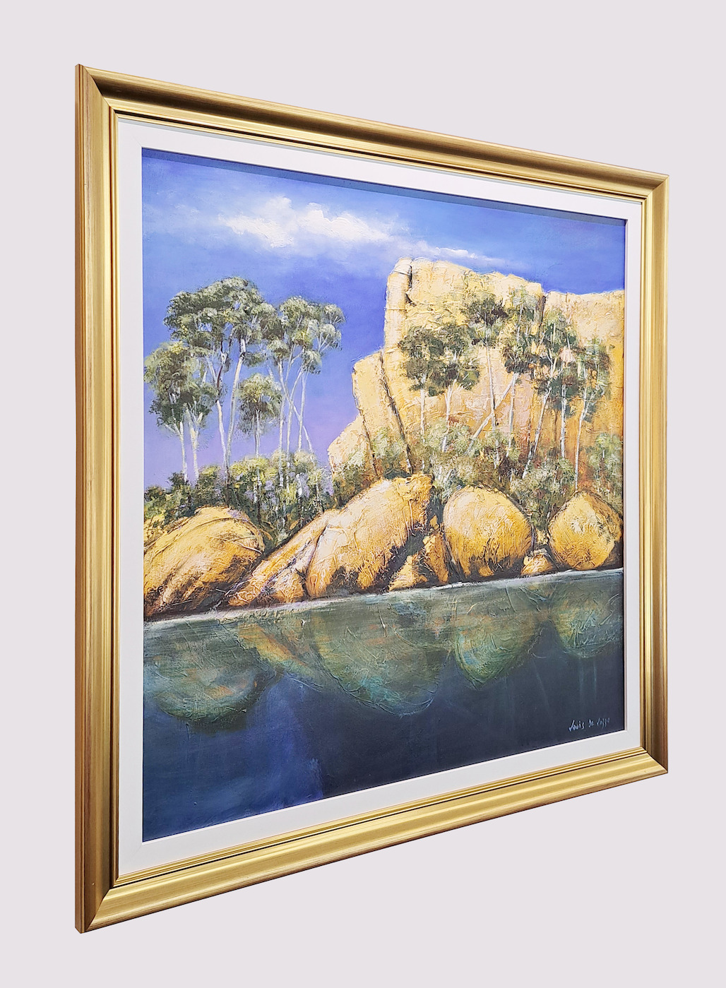 Framed Side View Of Landscape Painting "Carnarvon Gorge Central QLD" By Louis Dalozzo