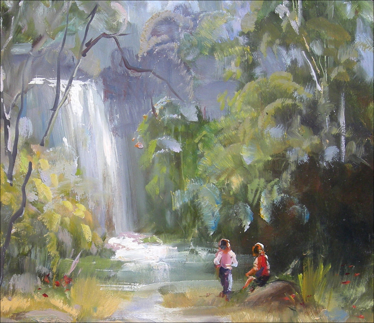 Cascade Romantic "Cascading Waterfall" Original Artwork by Lucette Dalozzo