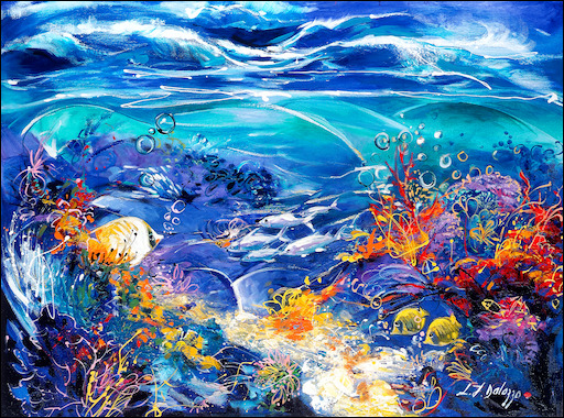 Reef Seascape "Cascading Waves" Original Artwork by L&J Dalozzo