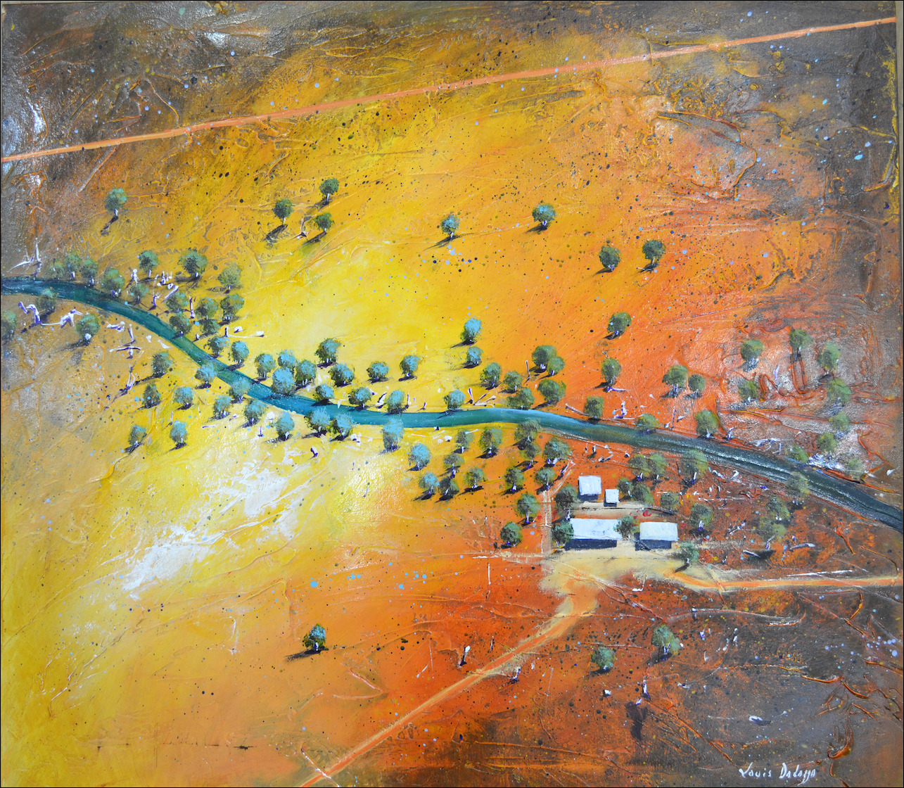 Aerial Cross Road Landscape "Channel Country 2" Original Artwork by Louis Dalozzo