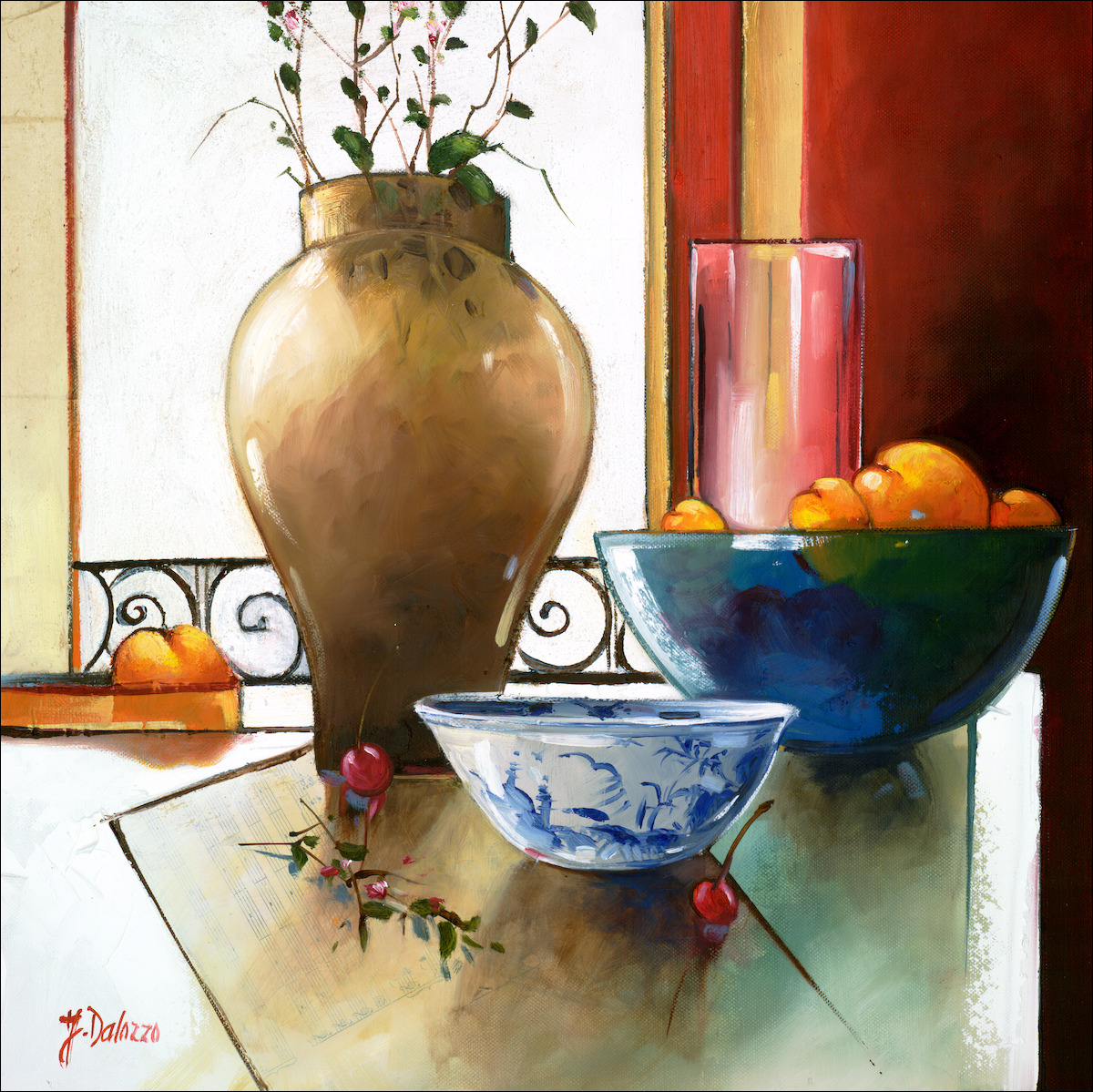 Symphony Still Life "China Bowl with Fruits" Original Artwork by Judith Dalozzo