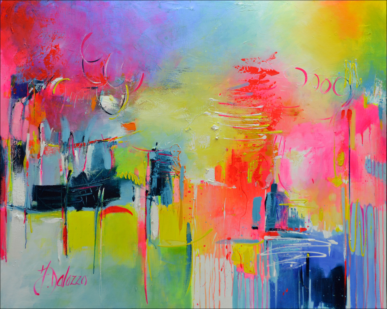 Impulsion Abstract "Colourful Happy Days" Original Artwork by Judith Dalozzo