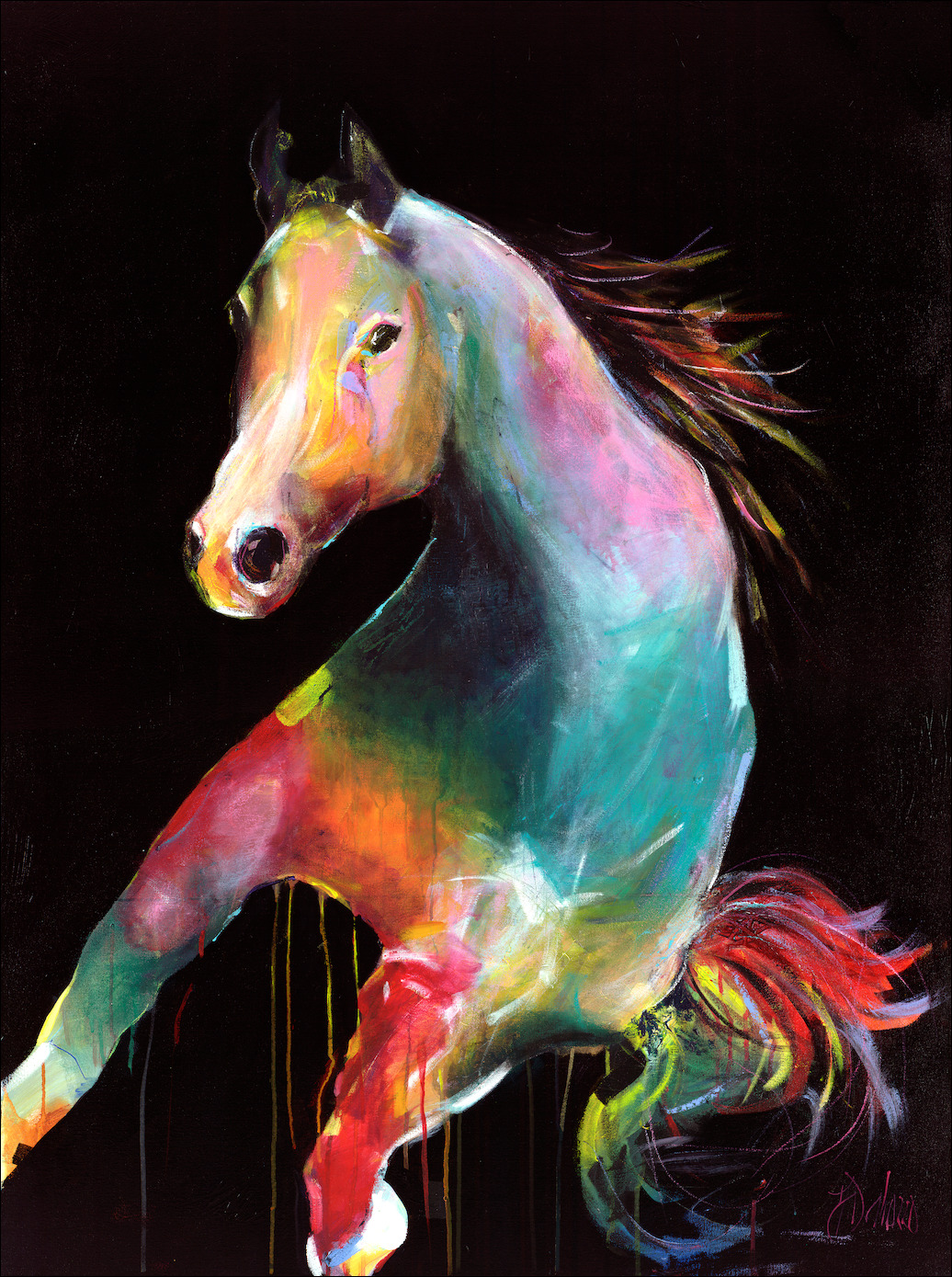 Fluro Animal Animal "Contemporary Horse" Original Artwork by Judith Dalozzo