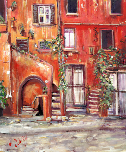 Cityscape "A Corner of Italy" Original Artwork by Lucette Dalozzo