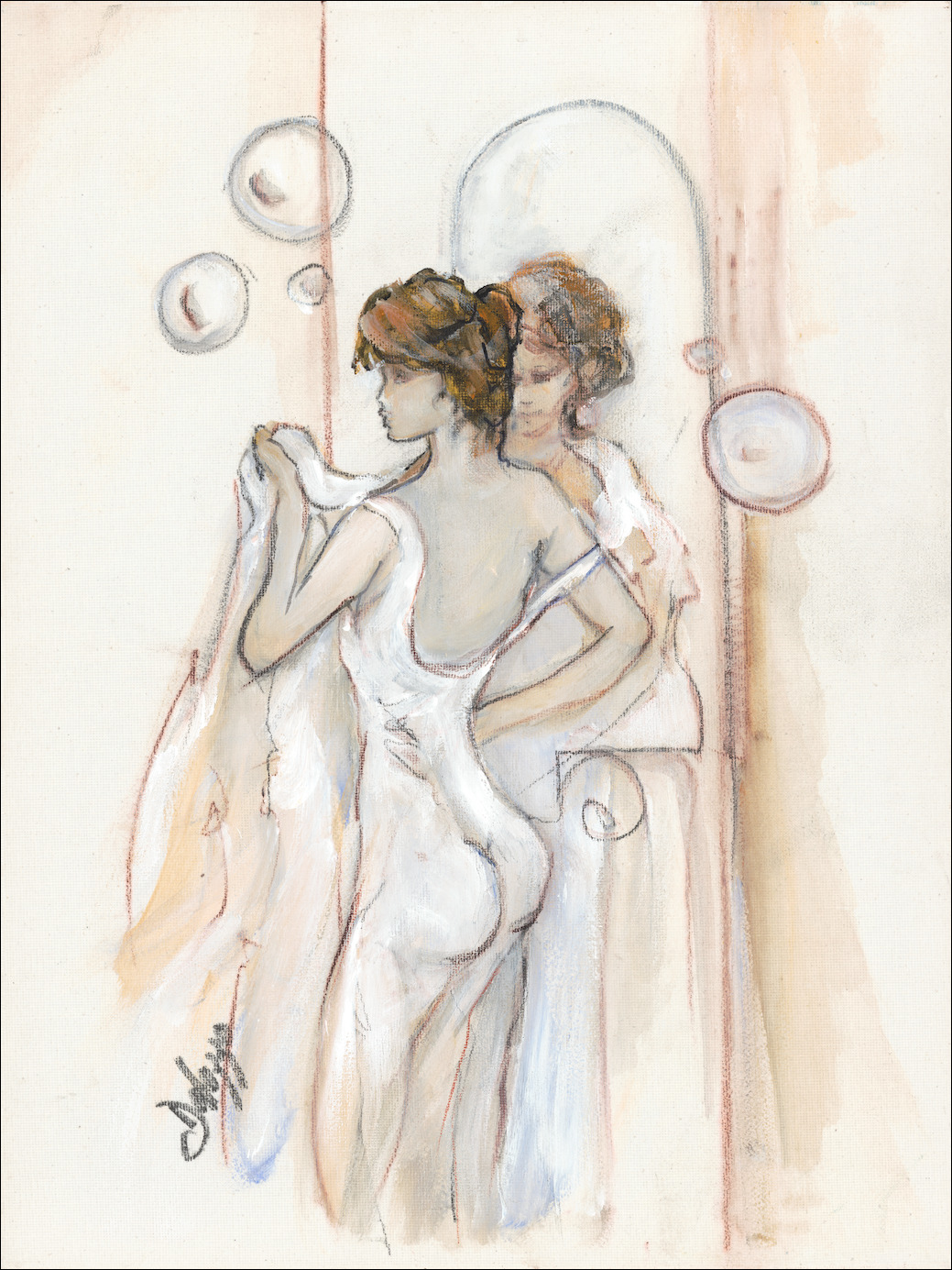 Sensuality Nude "Date Night" Original Artwork by Lucette Dalozzo