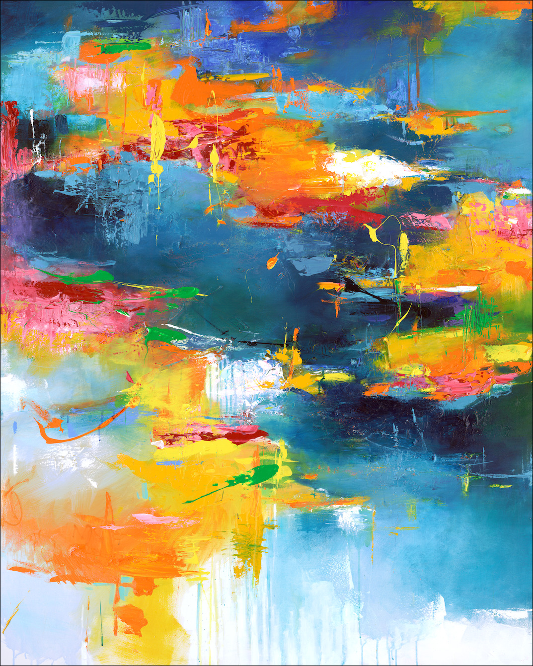 Impulsion Abstract "Deep Blue" Diptych Left Panel Original Artwork by Judith Dalozzo